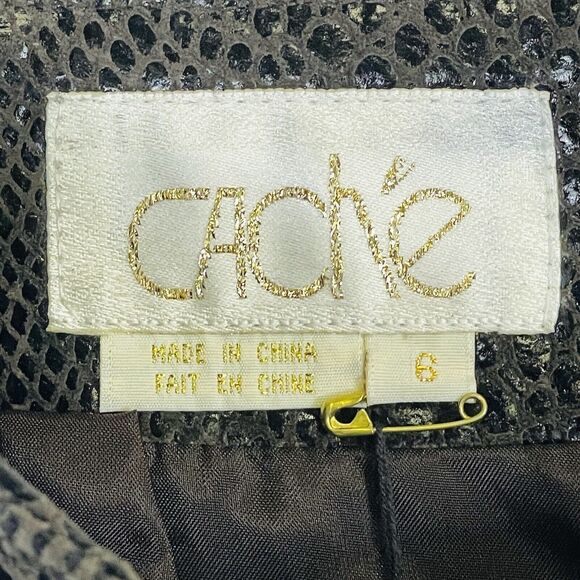 Cache Brown Leather Snakeskin Print A-Line Knee Length Skirt Womens 6 New‎ NWT - Picture 6 of 8